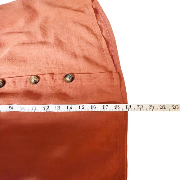 Everly Linen Blend Paper Bag Women’s Size M Burnt Orange Button Belted Skirt - Picture 7 of 8